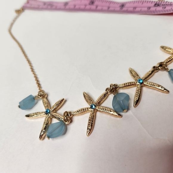 Women's Starfish Beaded Necklace Gold Toned - Picture 4 of 4